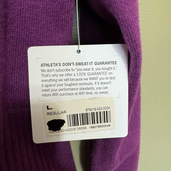 Athleta Hooded Purple Sweater Dress, Size L,‎ NWT - Picture 3 of 5